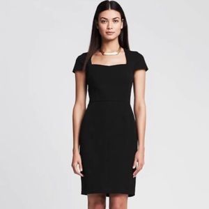 NWT Banana Republic Black Sloan Sheath Dress LBD Square Neck Bodycon 00P
